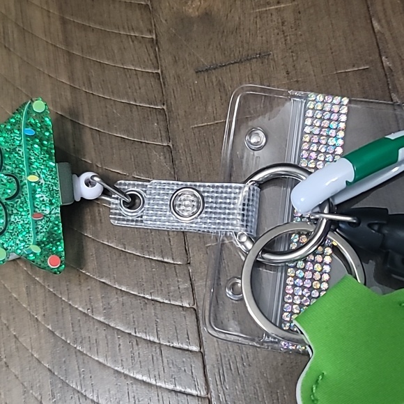 Holiday tree wearing glasses badge reel - Picture 3 of 6